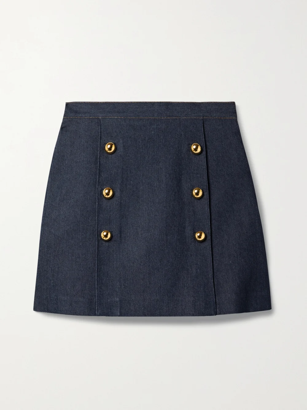 Adam Lippes Embellished Denim Mini Skirt in blue