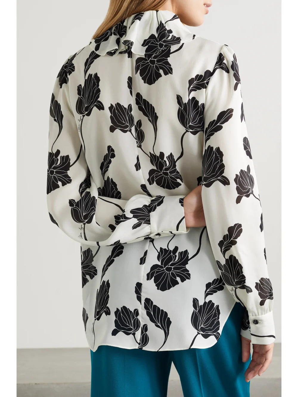 Back view of the Adam Lippes Floral-print Silk Crepe De Chine Blouse