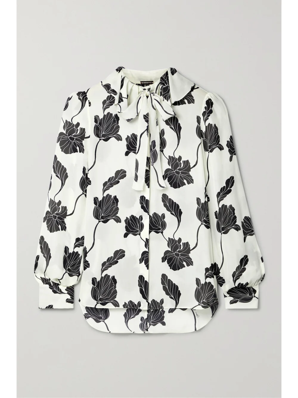 Adam Lippes Floral-print Silk Crepe De Chine Blouse in off-white
