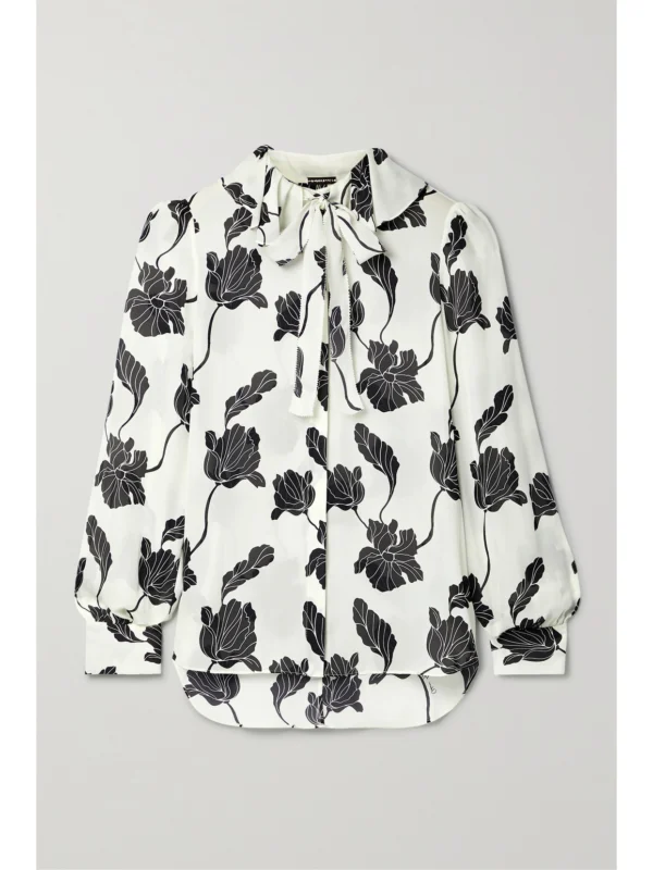 Adam Lippes Floral-print Silk Crepe De Chine Blouse