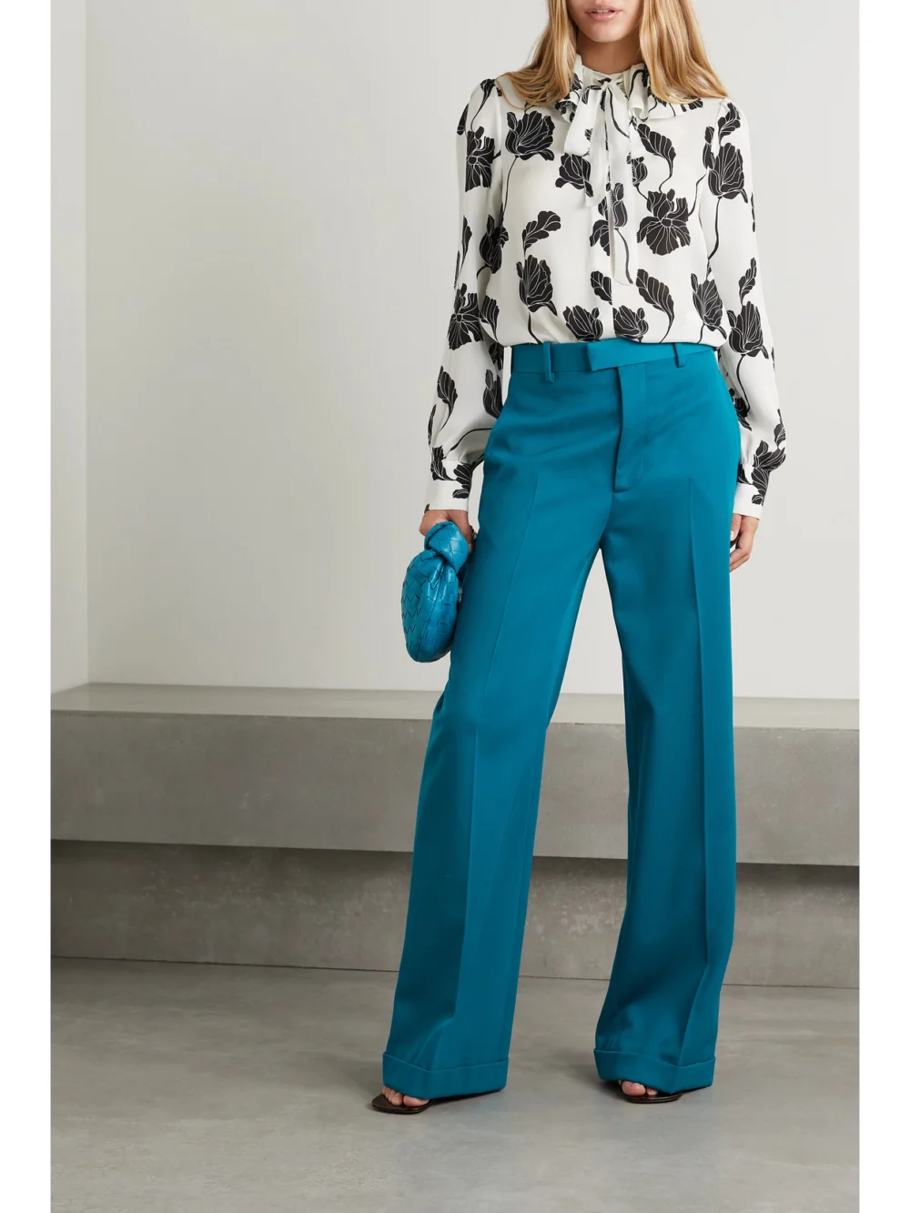 Adam Lippes Floral-print Silk Crepe De Chine Blouse, worn by a model
