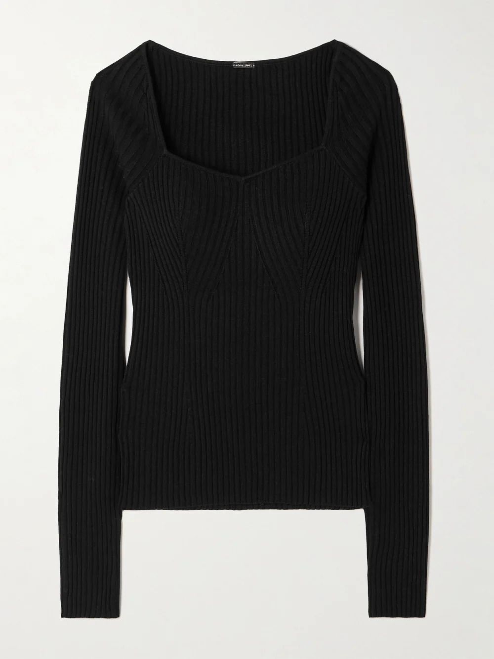Adam Lippes Florentine Ribbed Silk and Cashmere-blend Top in black