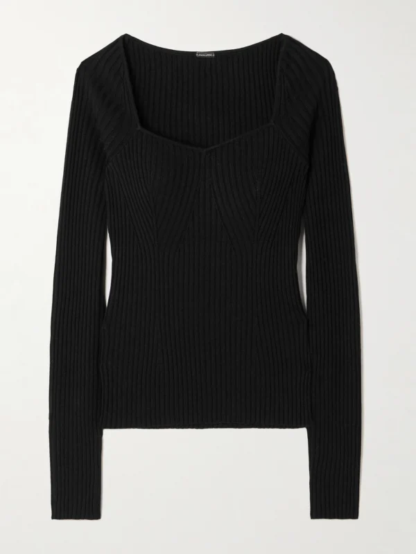 Adam Lippes Florentine Ribbed Silk and Cashmere-blend Top