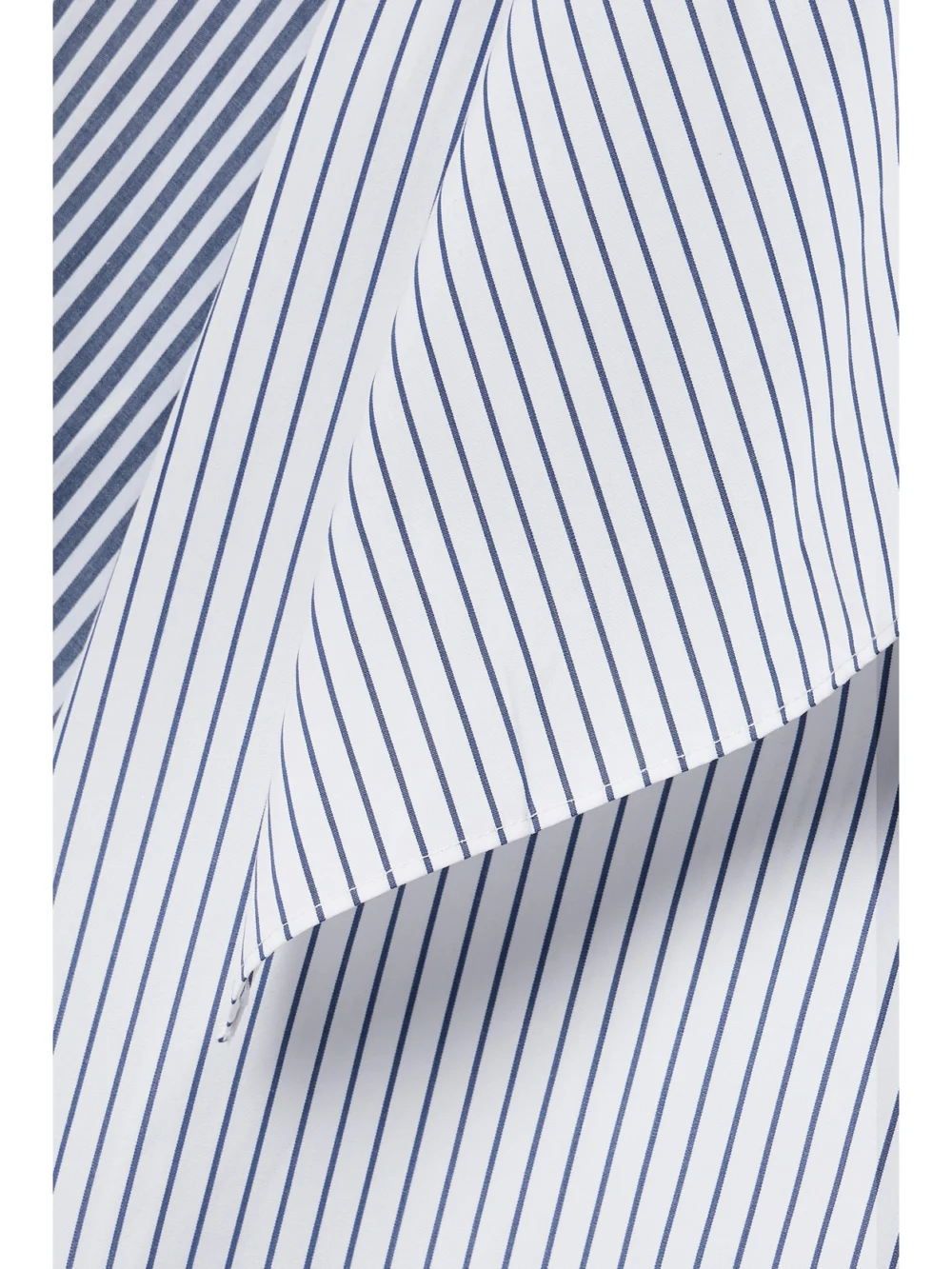 Close-up detail of the Adam Lippes Foulard Draped Striped Cotton-poplin Turtleneck Blouse