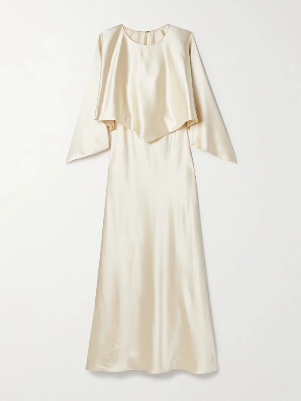 Adam Lippes Larys Layered Asymmetric Cape-effect Silk-charmeuse Maxi Dress in cream