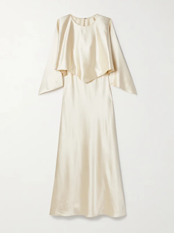 Adam Lippes Larys Layered Asymmetric Cape-effect Silk-charmeuse Maxi Dress