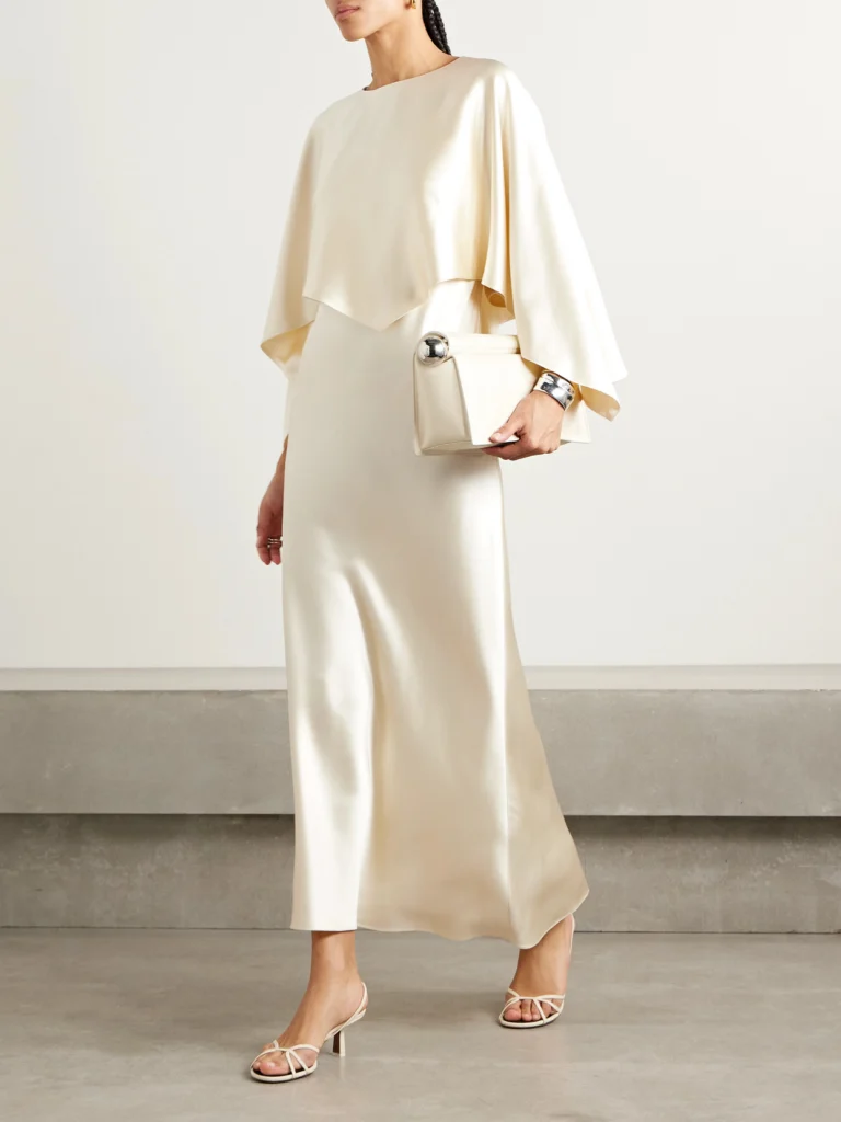 Adam Lippes Larys Layered Asymmetric Cape-effect Silk-charmeuse Maxi Dress
