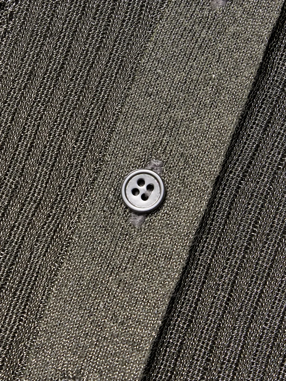 Close-up detail of the Adam Lippes Metallic Pointelle and Ribbed-knit Cardigan