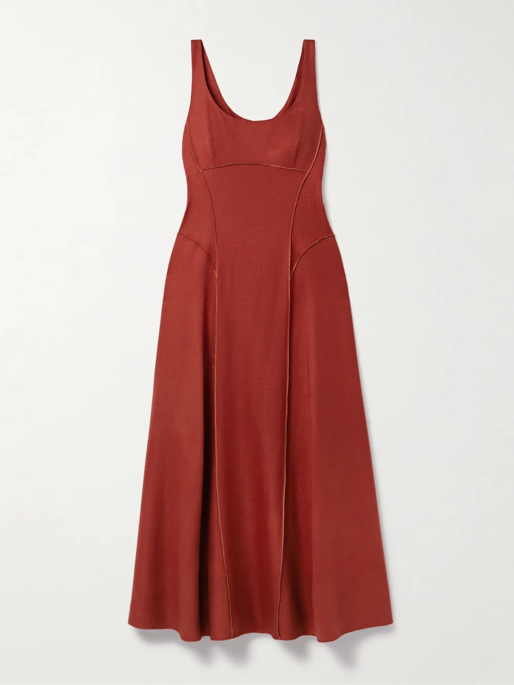 Adam Lippes Shay Paneled Stretch-canvas Midi Dress in red