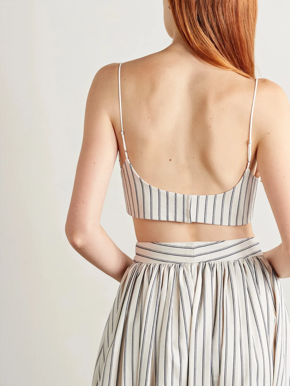 Back view of the Adam Lippes Striped Cotton-twill Bralette