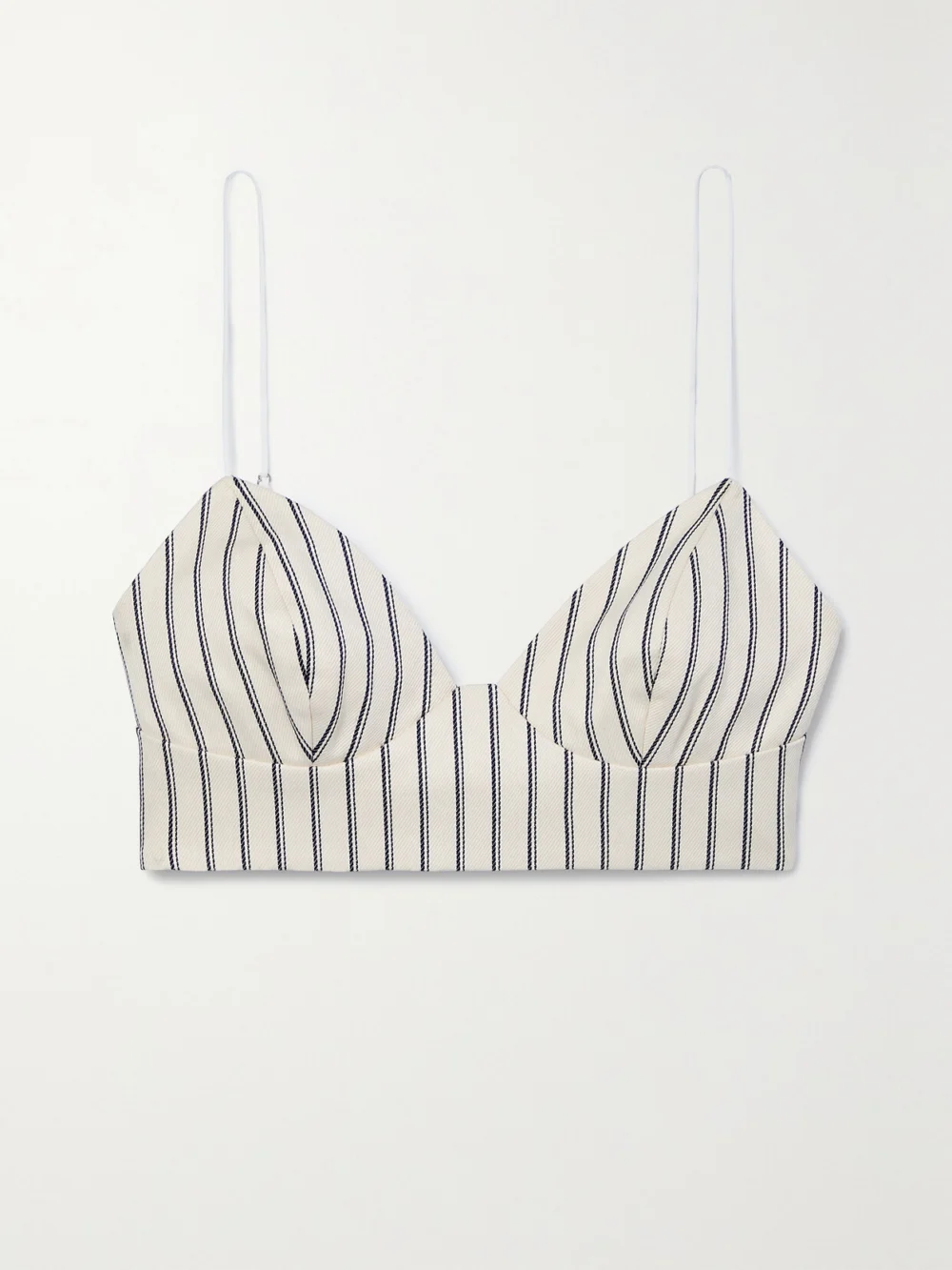 Adam Lippes Striped Cotton-twill Bralette in ivory