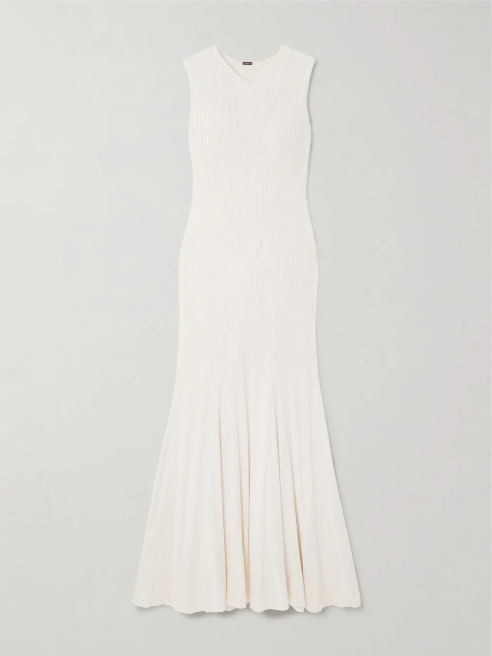 Adam Lippes Vivian Ribbed Silk Maxi Dress in ivory