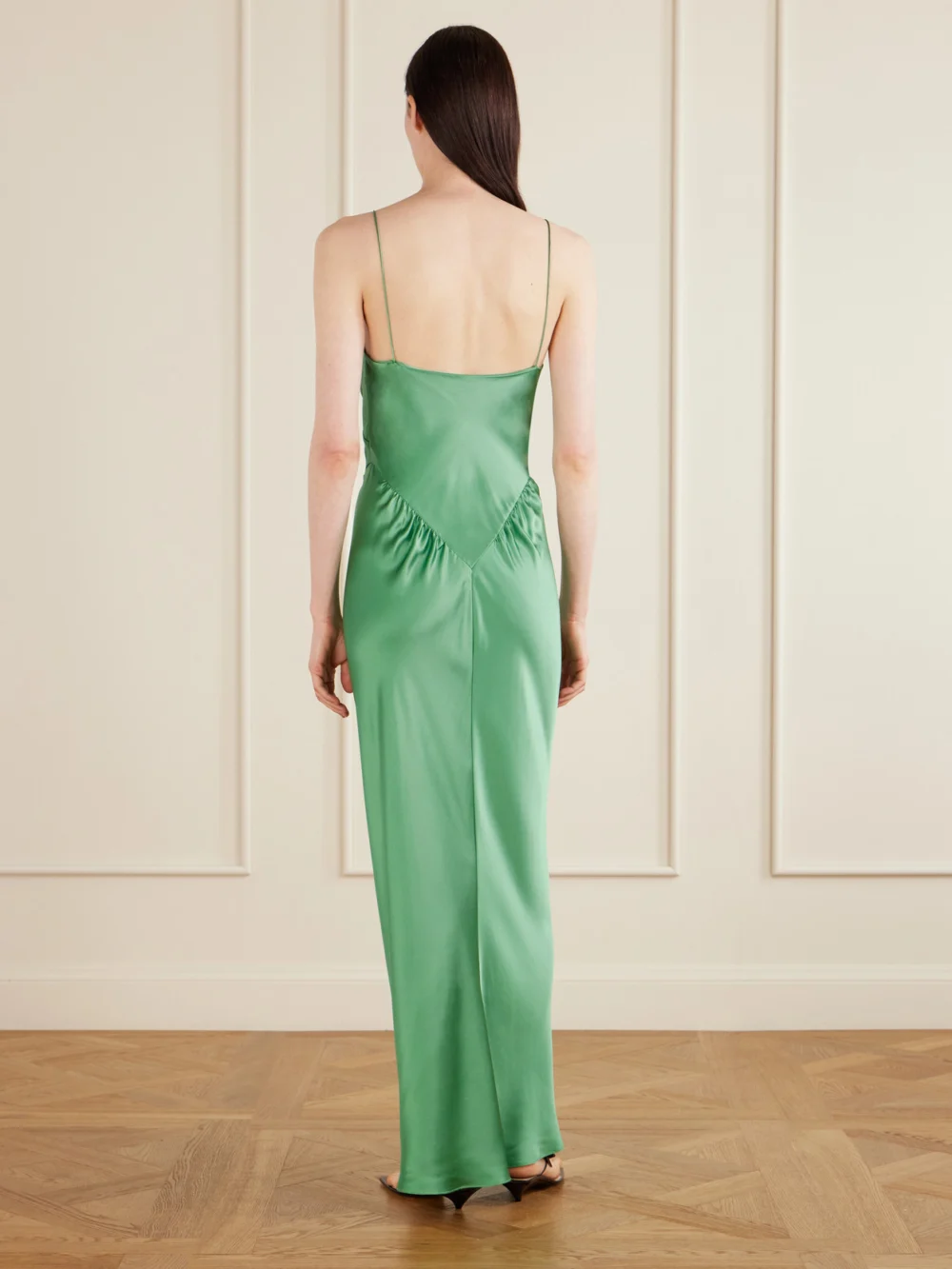 Back view of the Aflalo Aire Silk-satin Maxi Dress