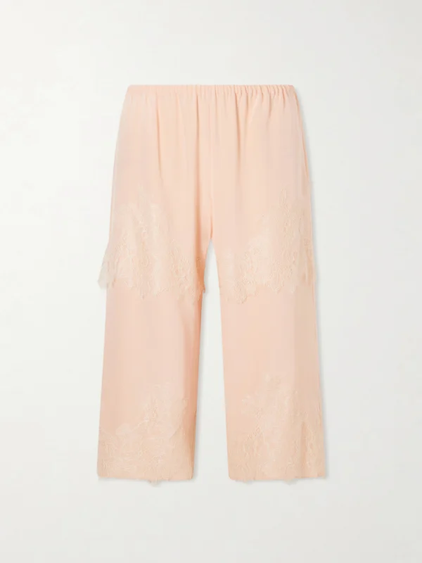 Aflalo Auden Lace-trimmed Silk-satin Shorts