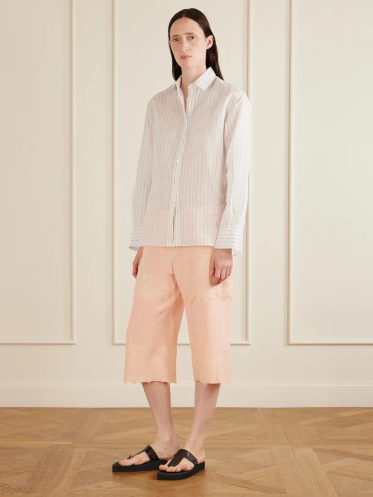 Aflalo Auden Lace-trimmed Silk-satin Shorts