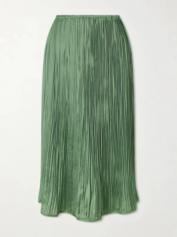Aflalo Avelline Plissé-satin Midi Skirt