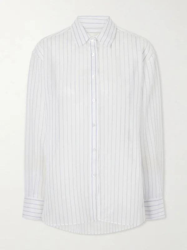Aflalo Brein Striped Cotton and Silk-blend Voile Shirt