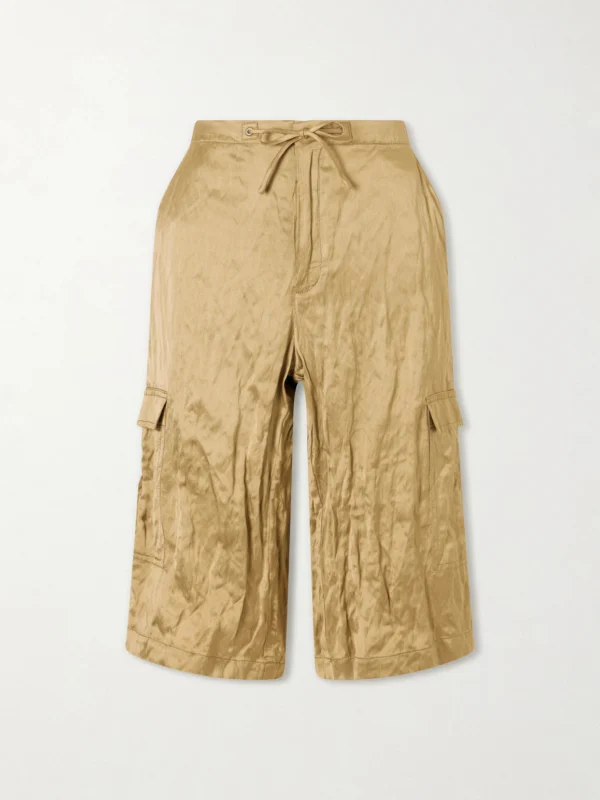 Aflalo Bromer Crinkled-satin Straight-leg Shorts