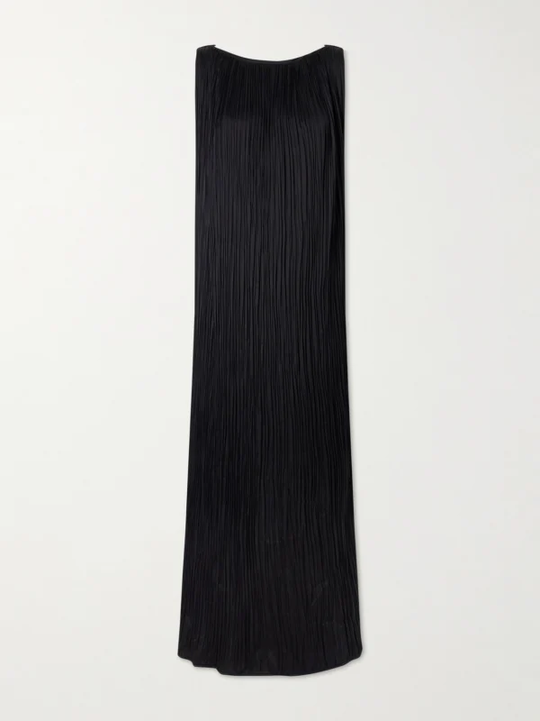 Aflalo Celestia Plissé-satin Maxi Dress