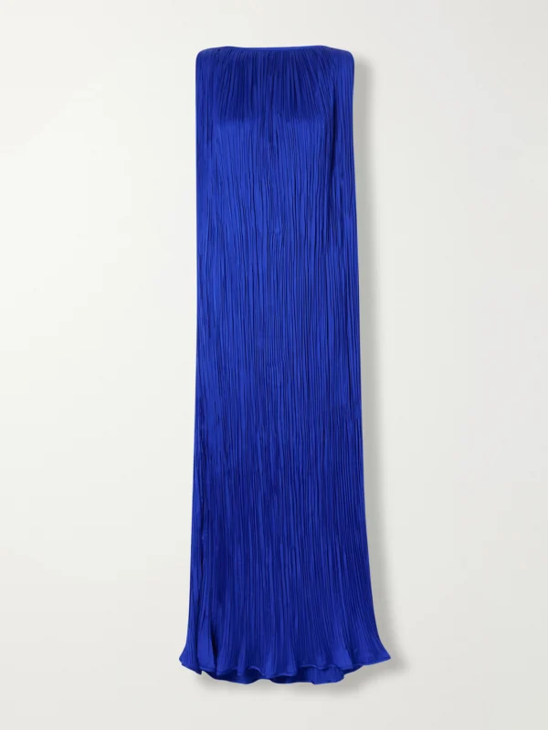 Aflalo Celestia Plissé-satin Maxi Dress
