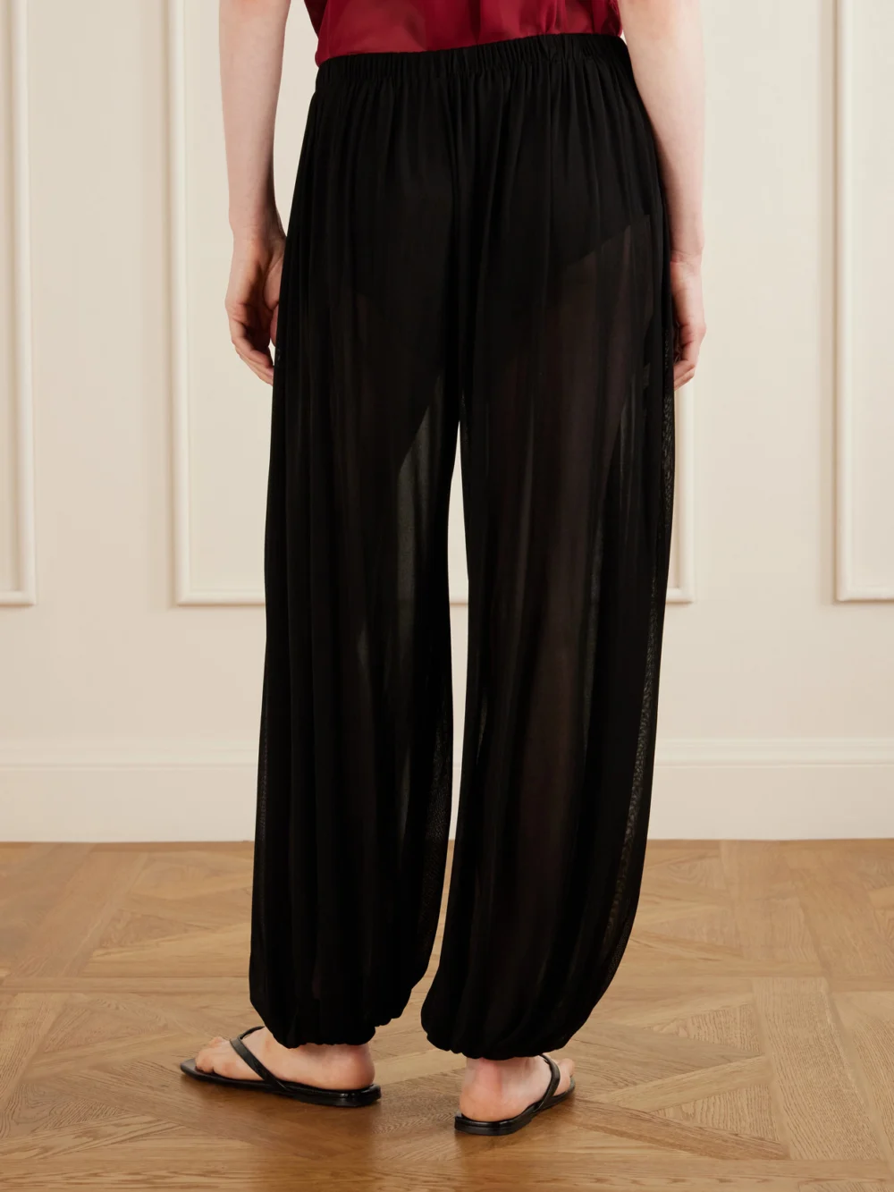 Back view of the Aflalo Lolana Satin-jersey Balloon Pants