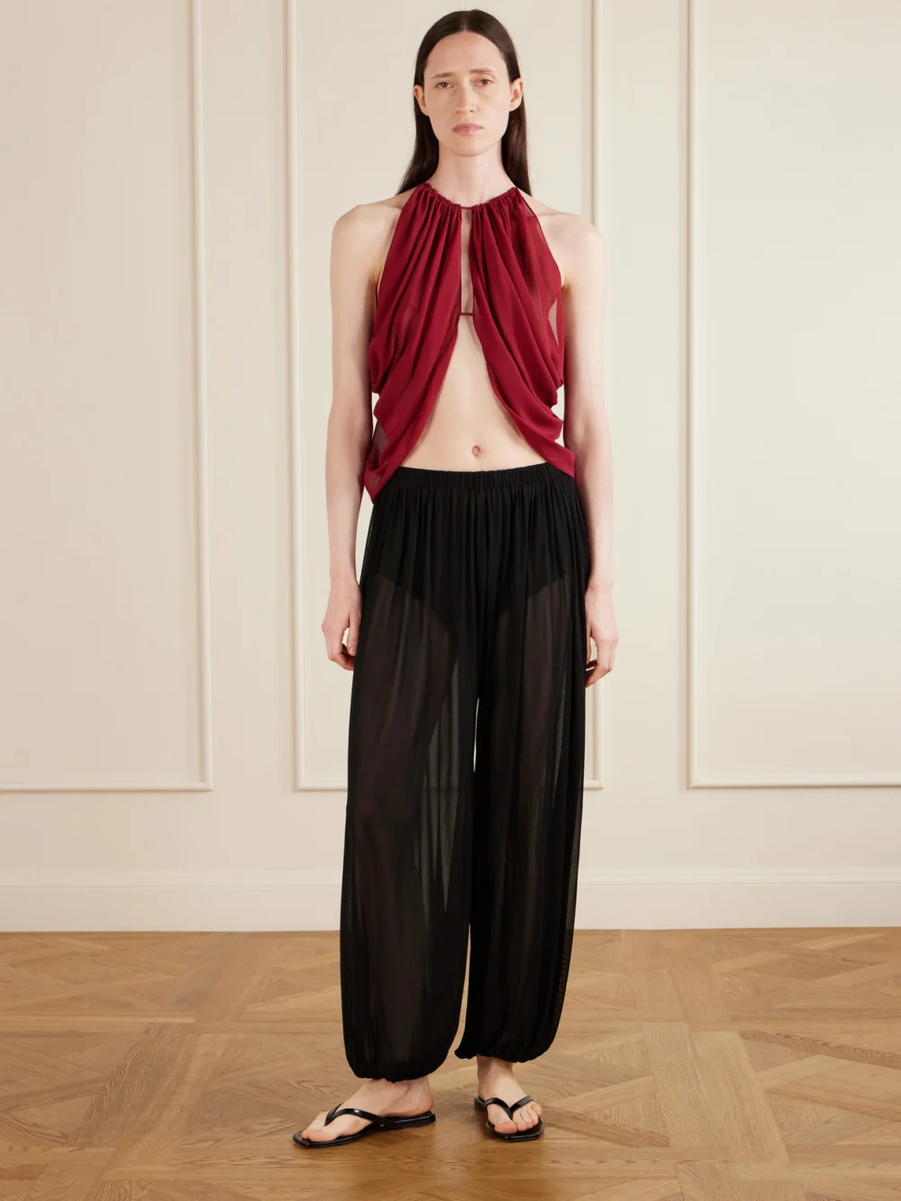 Aflalo Lolana Satin-jersey Balloon Pants, worn by a model