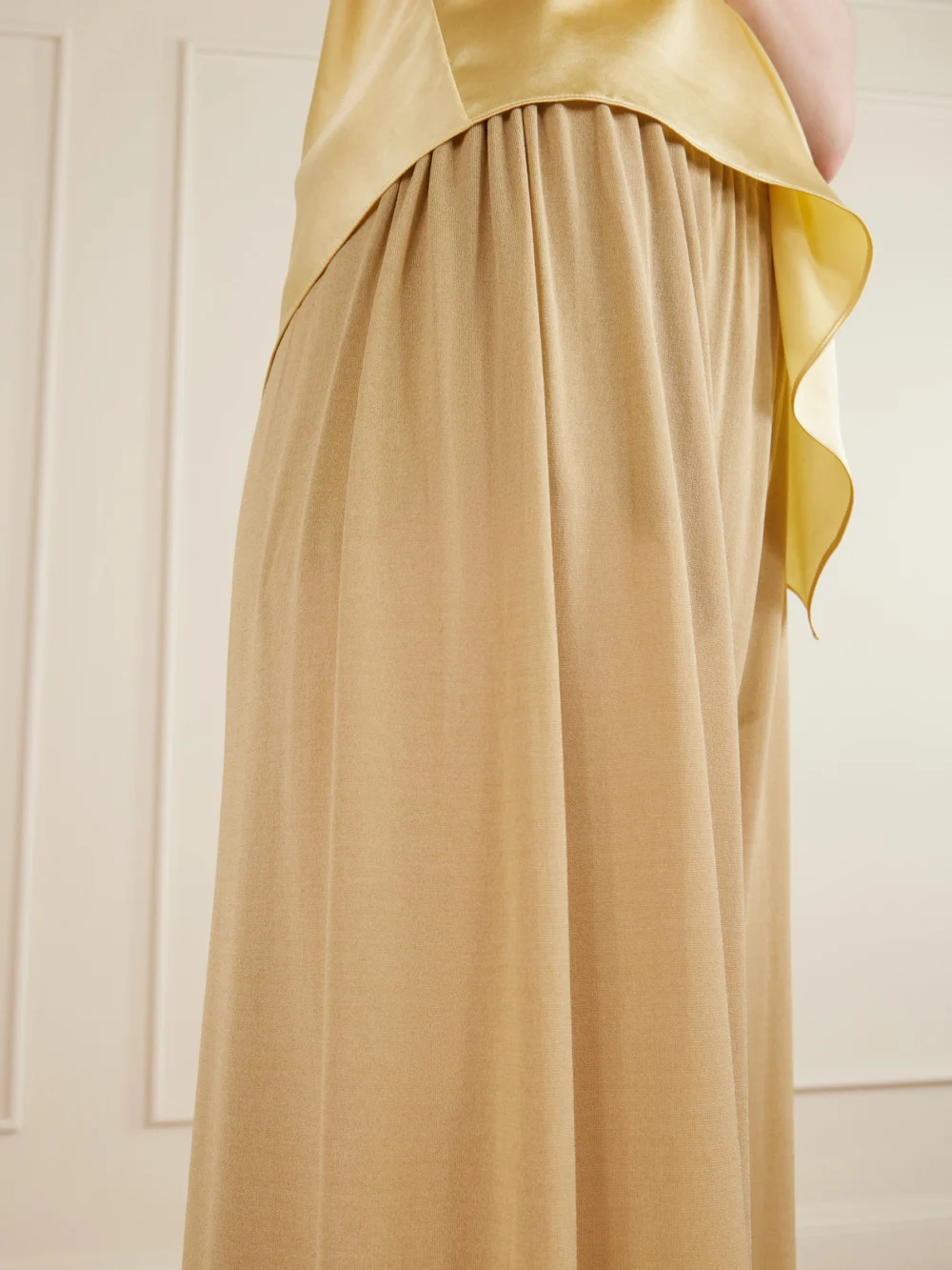 Close-up detail of the Aflalo Lolana Satin-jersey Balloon Pants