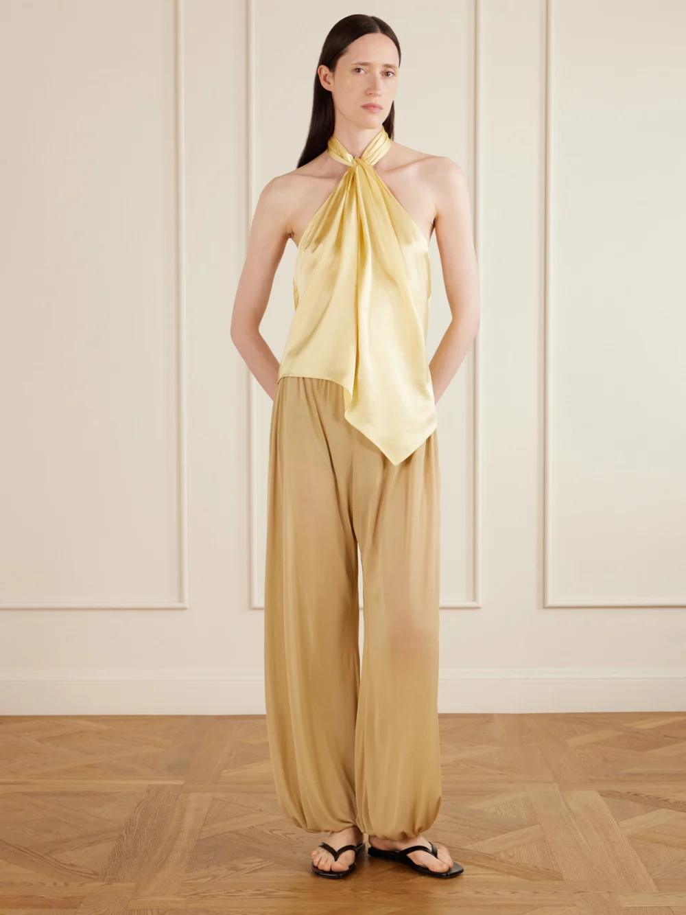 Aflalo Lolana Satin-jersey Balloon Pants, worn by a model