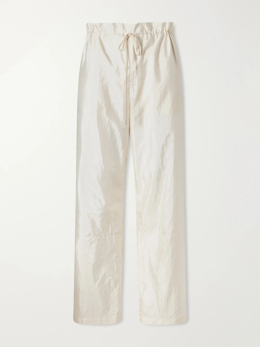 Aflalo Morocco Cotton and Silk-blend Habotai Wide-leg Pants in ivory