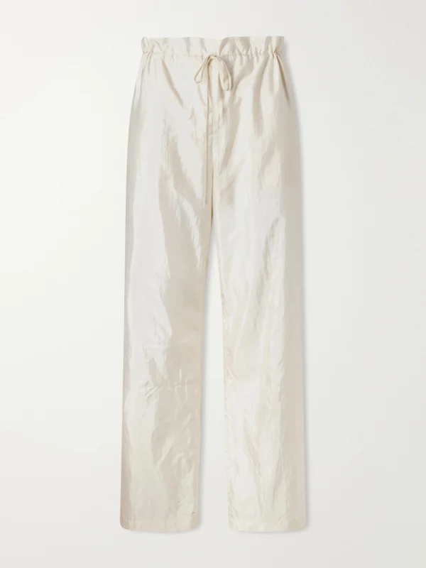 Aflalo Morocco Cotton and Silk-blend Habotai Wide-leg Pants