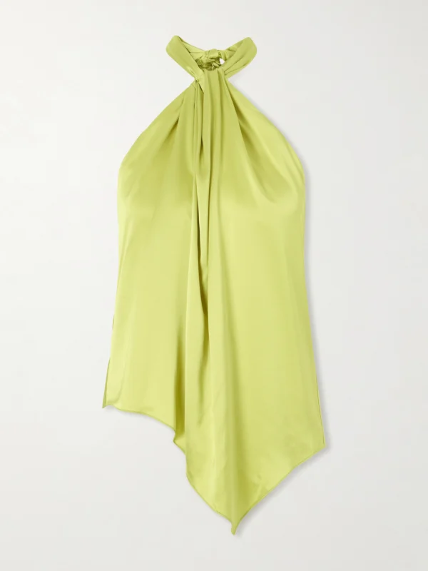 Aflalo Safira Silk-satin Halterneck Top