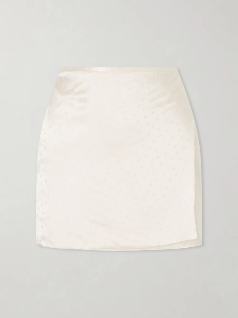 Aflalo Shejo Polka-dot Satin-jacquard Mini Skirt in white
