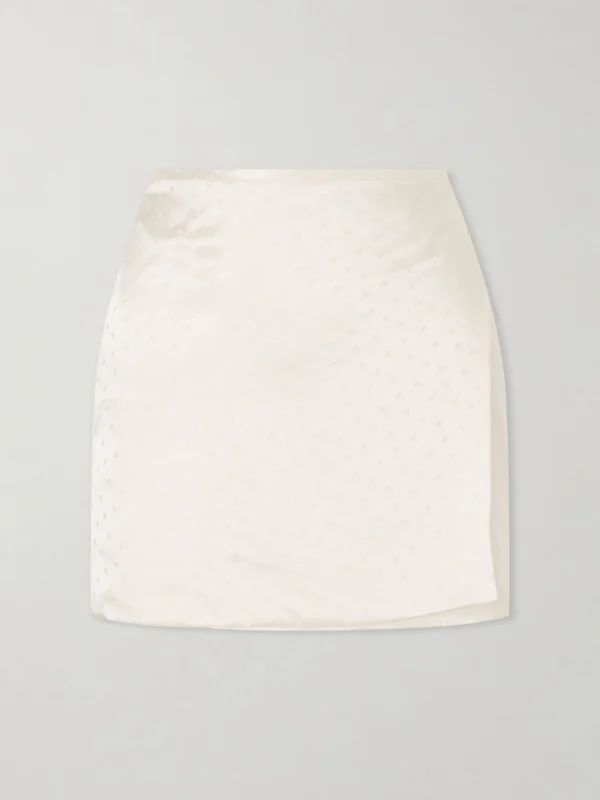 Aflalo Shejo Polka-dot Satin-jacquard Mini Skirt