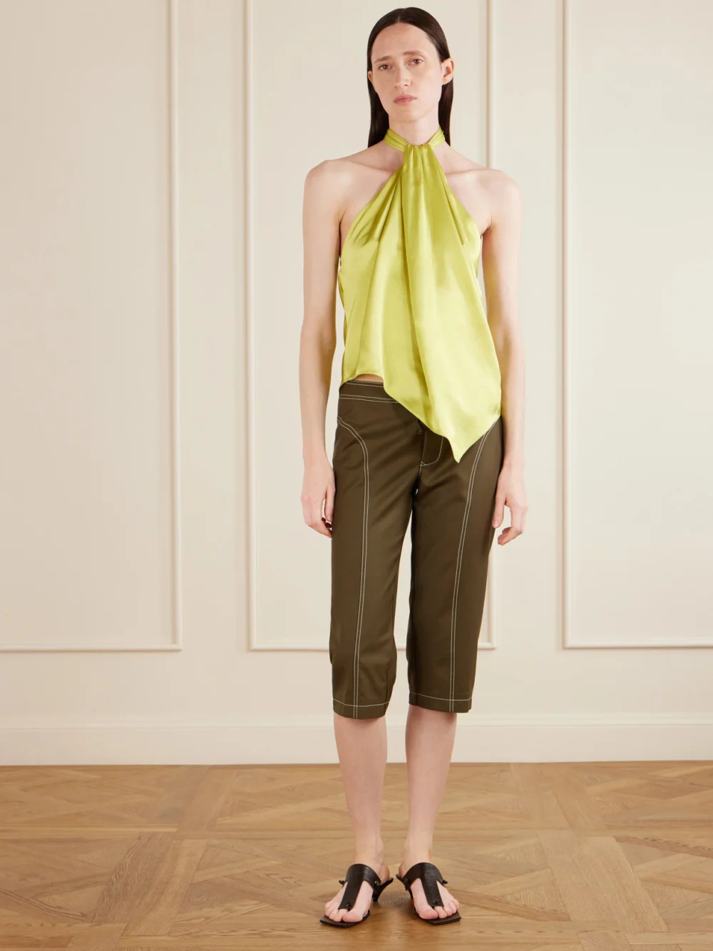 Aflalo Zuri Wool-twill Slim-fit Capri Pants, worn by a model