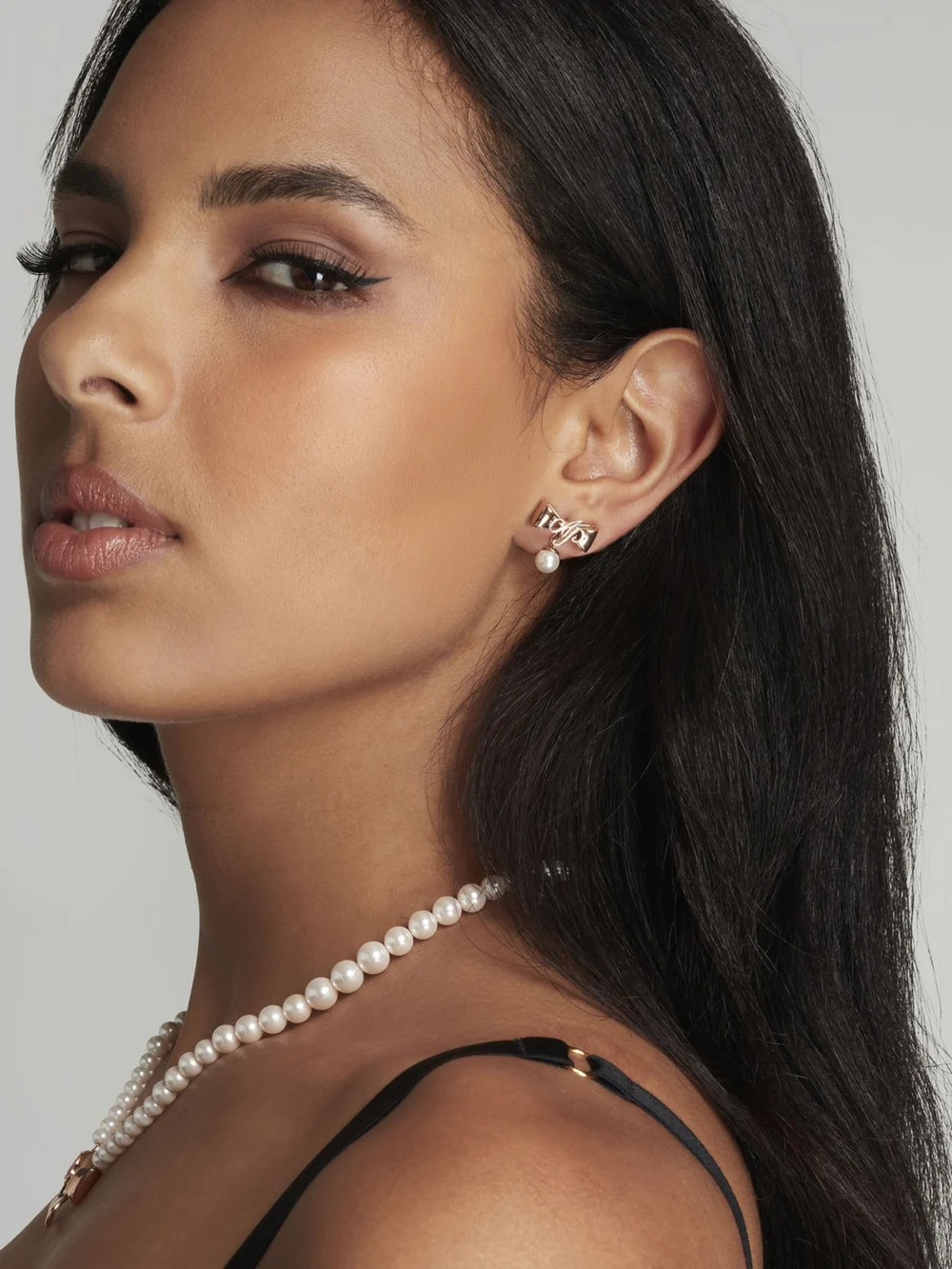 Agent Provocateur Beki Earrings in Rose Gold Crystal, view 2