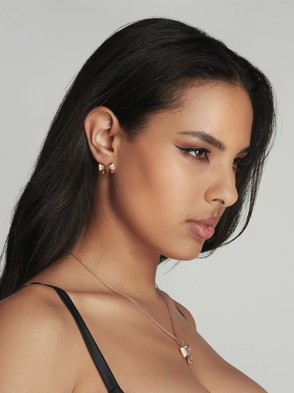 Agent Provocateur Brietta Earrings in Rose Gold Crystal, view 2