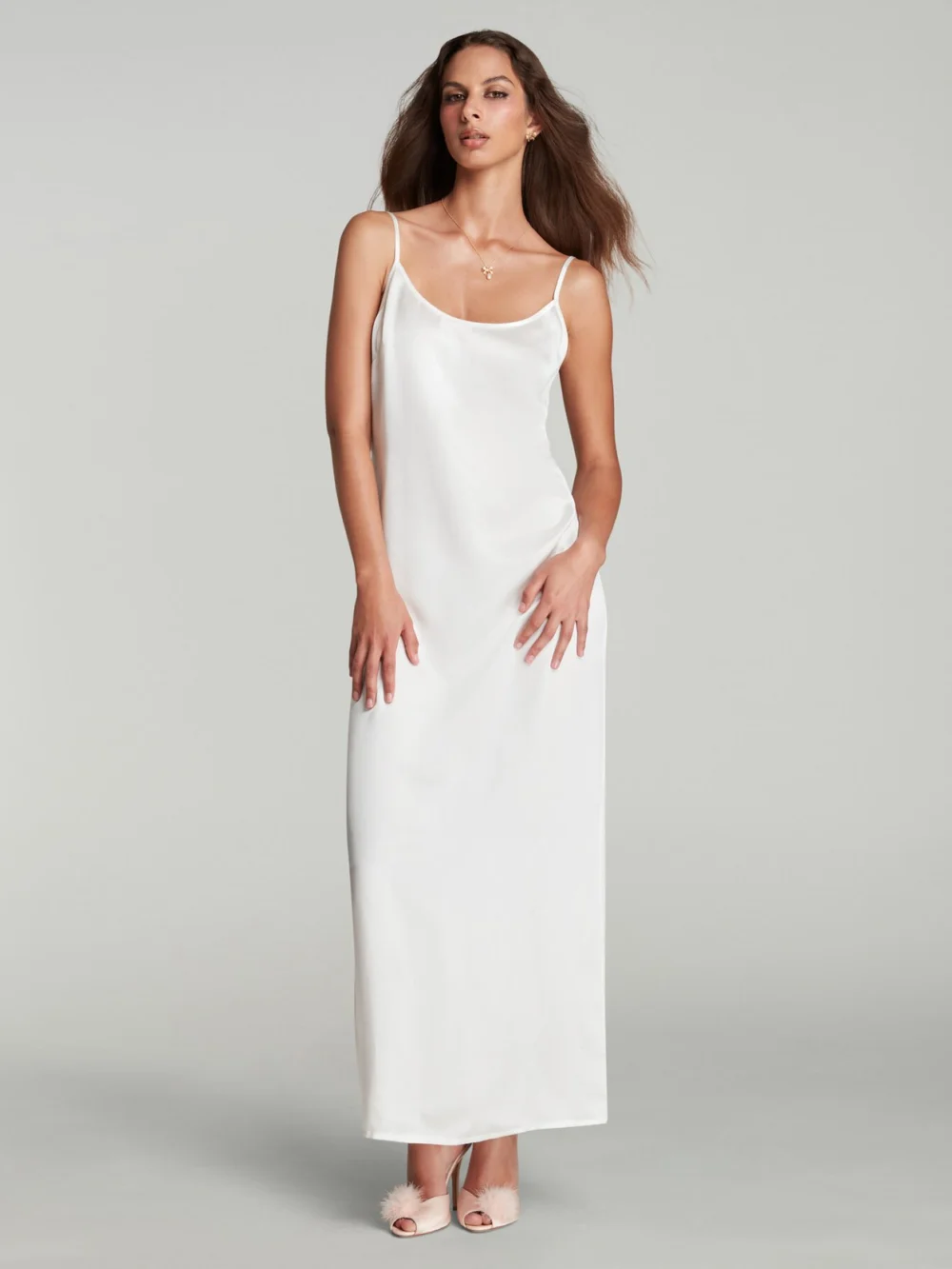 Agent Provocateur Cecily Long Slip Dress in Ivory, view 2