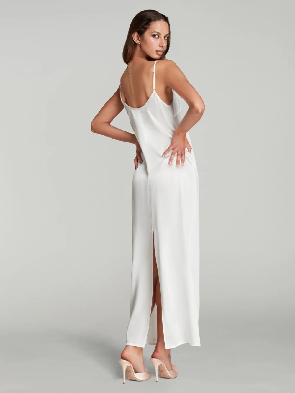 Agent Provocateur Cecily Long Slip Dress in Ivory, view 3