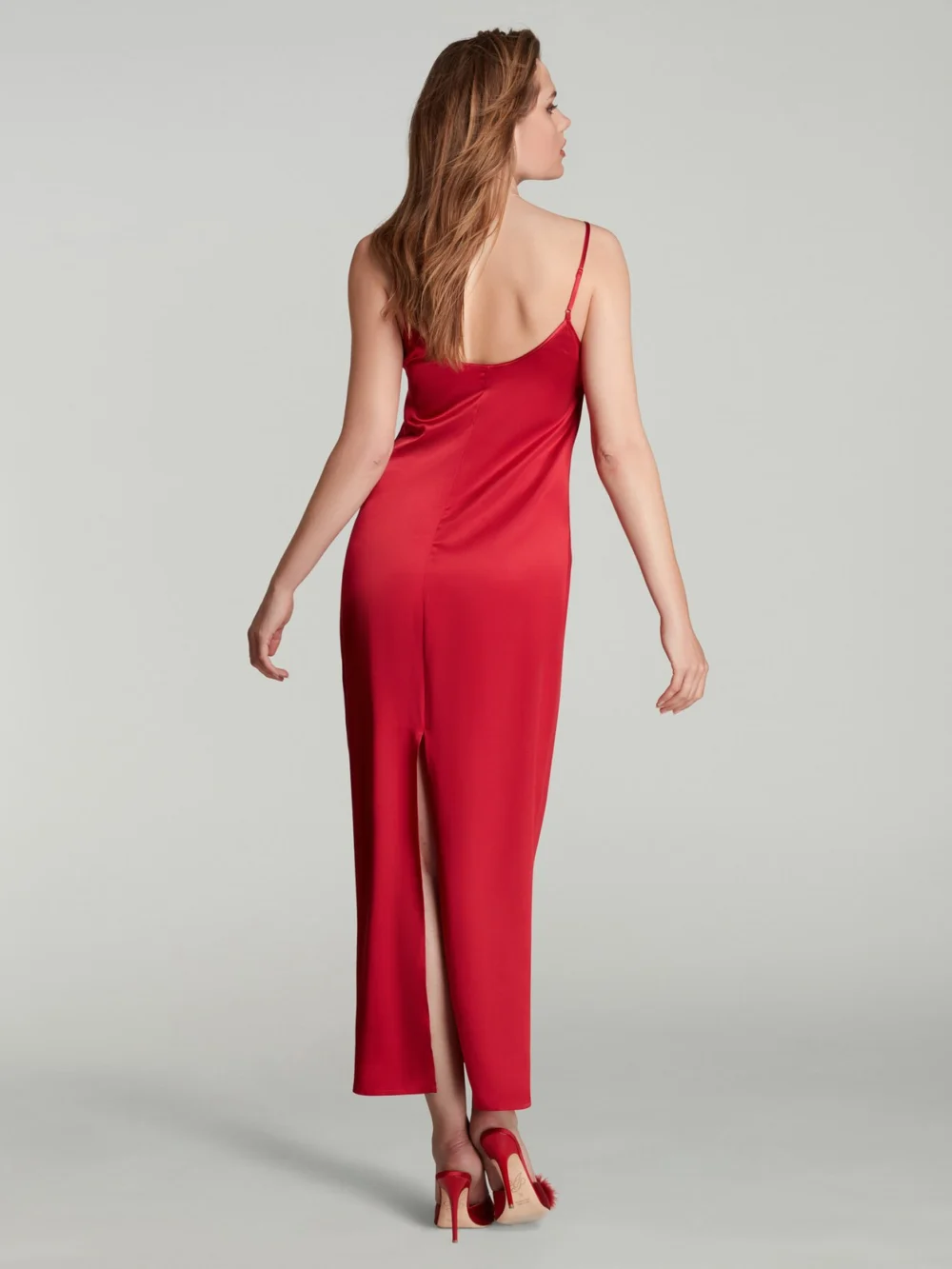 Agent Provocateur Cecily Long Slip Dress in Red, view 3