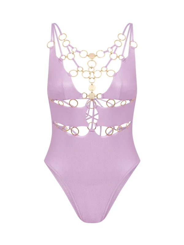 Agent Provocateur Davine Bikini Bottom in Lilac Foil