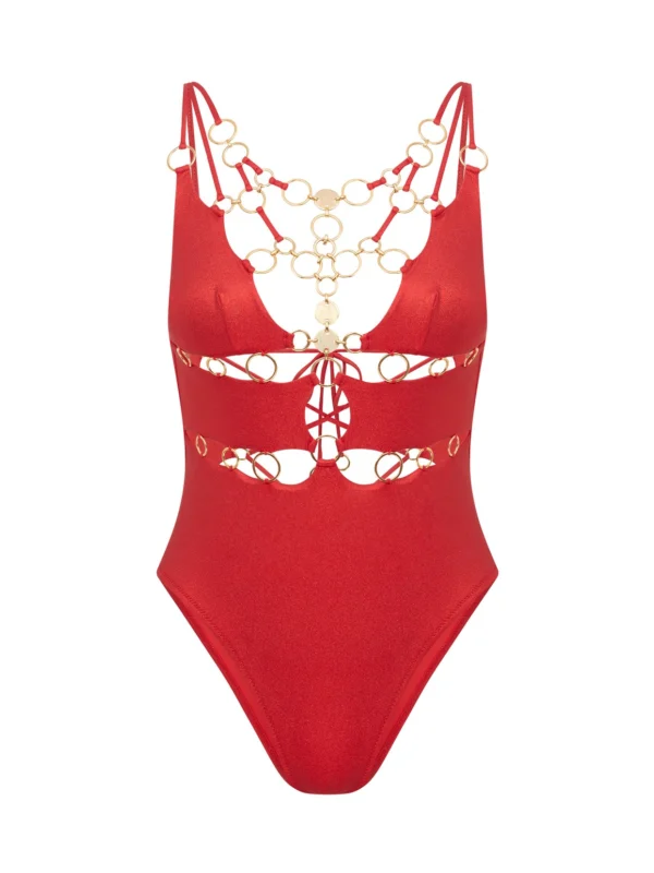 Agent Provocateur Davine Swimsuit in Red Foil