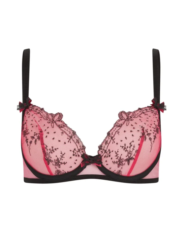 Agent Provocateur Graice Plunge Underwired Bra in Black Pink