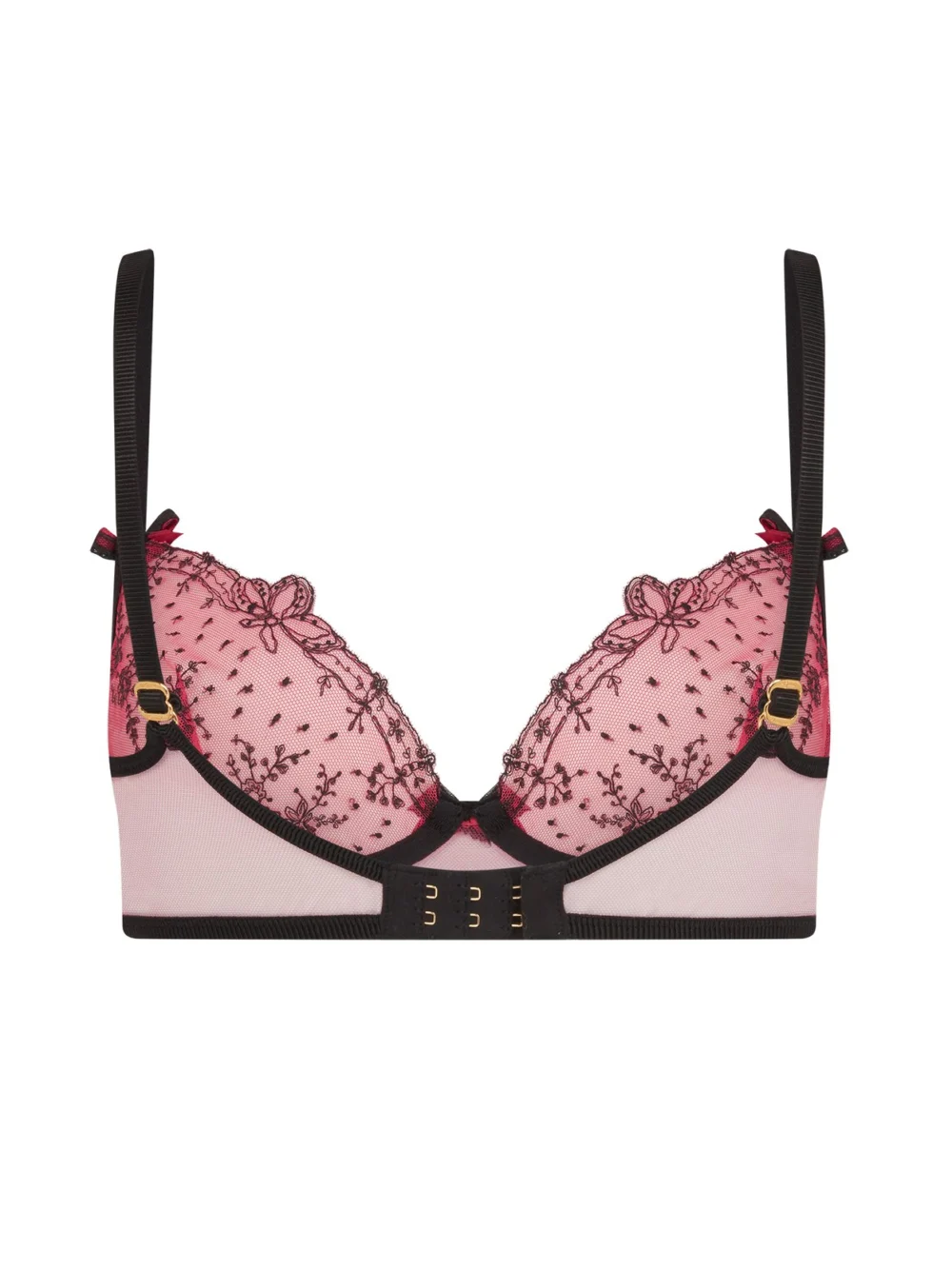 Agent Provocateur Graice Plunge Underwired Bra in Black Pink, view 5