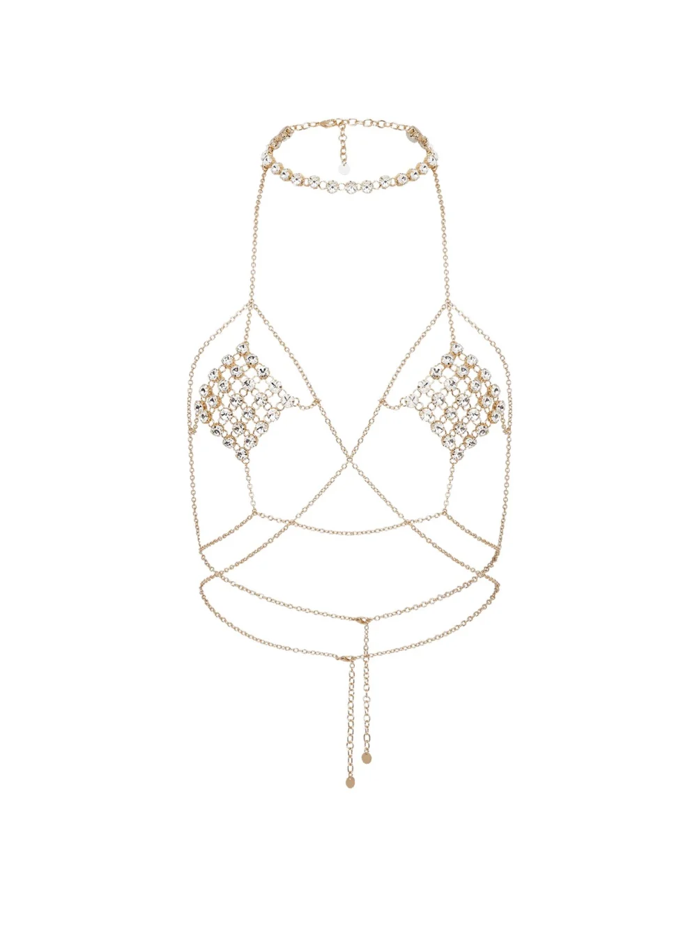 Agent Provocateur Kensia Body Chain in gold crystal