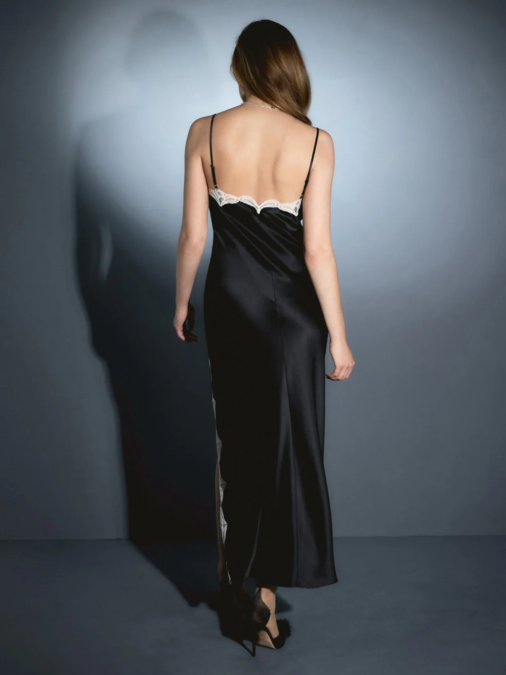 Agent Provocateur Nelle Long Slip in Black Ivory, view 4