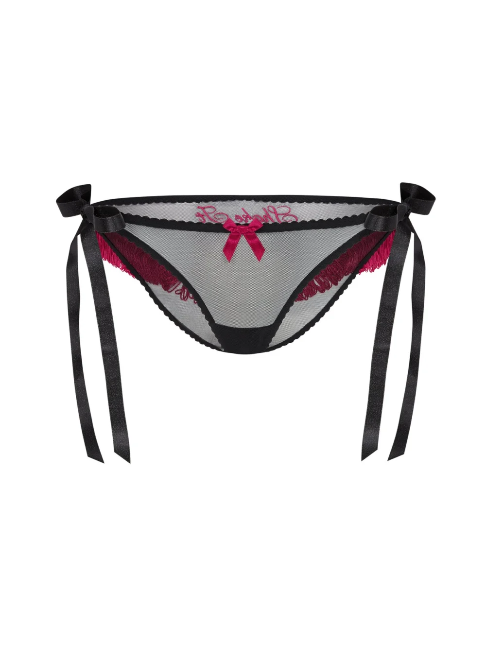 Agent Provocateur Shake Baby Tie Side Brief in black fuchsia