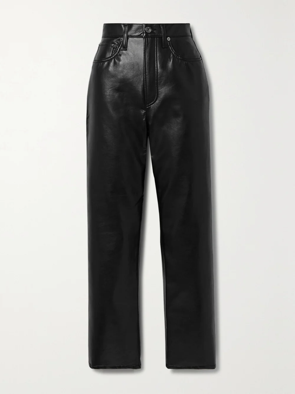 Agolde 90s Pinch Waist Leather-blend Straight-leg Pants in 28.8"