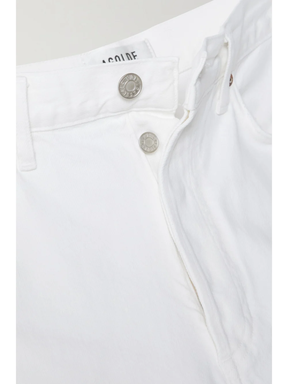 Close-up detail of the Agolde 90's Pinch Waist Organic High-rise Straight-leg Jeans