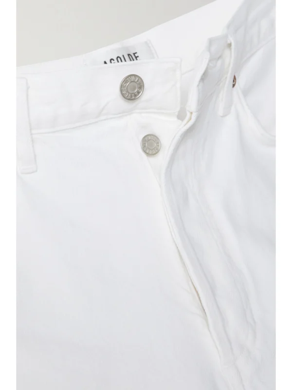 Close-up detail of the Agolde 90's Pinch Waist Organic High-rise Straight-leg Jeans