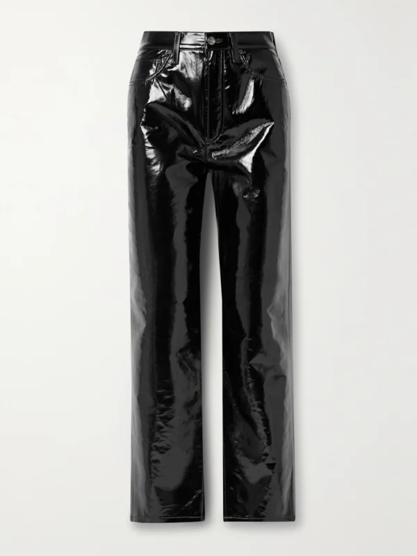 Agolde '90s Pinch Waist Recycled Patent Leather-blend Straight-leg Pants